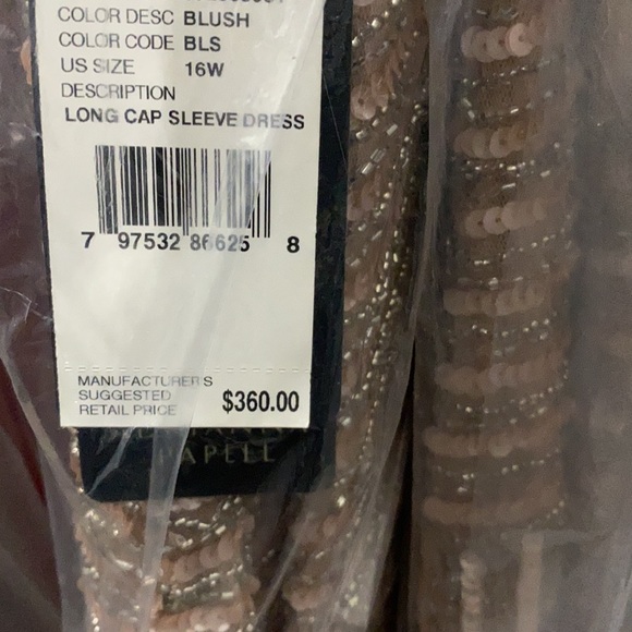 Adrianna Papell beaded V-neck cap sleeves long gown - Picture 13 of 13